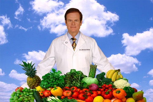 Dr. John Westerdahl with variety of fruits and vegetables